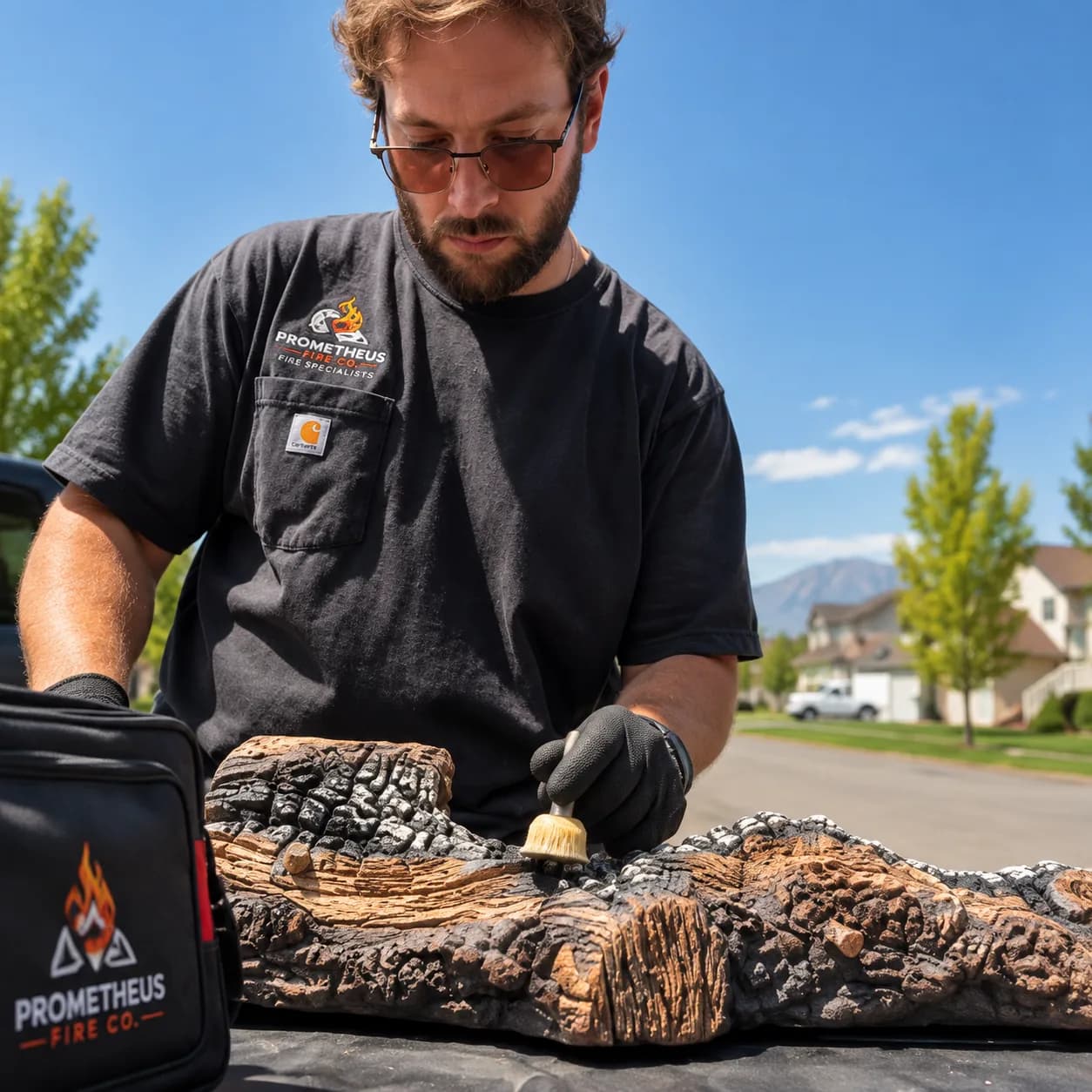 Prometheus Fire Co. owner providing fireplace service