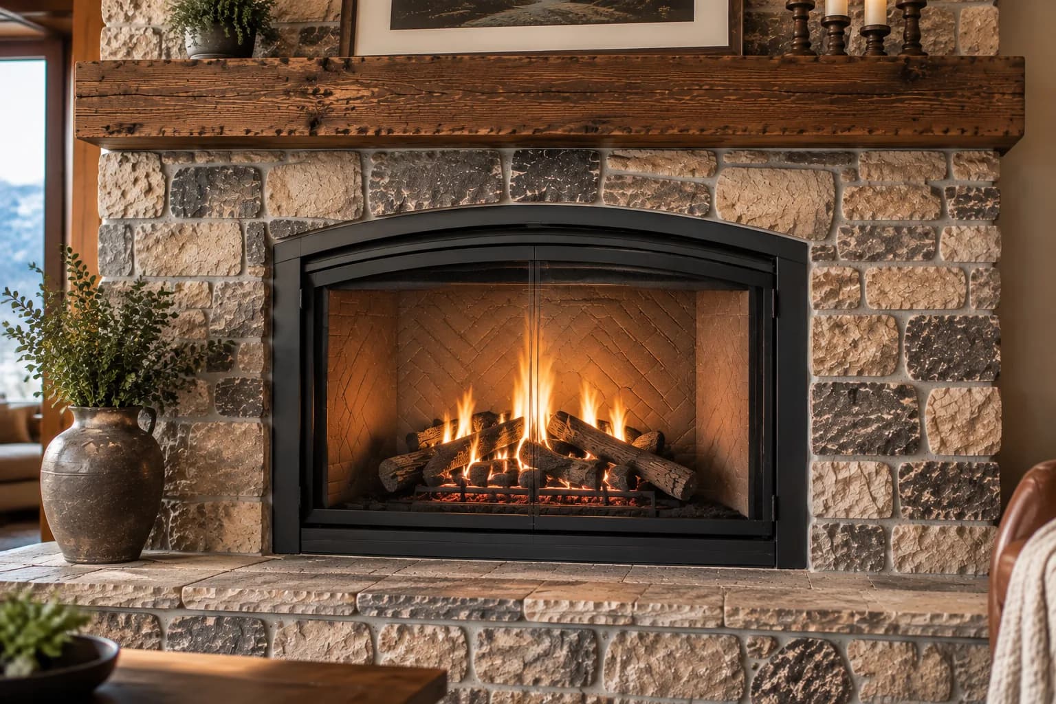 Modern Linear Fireplace Installation — After