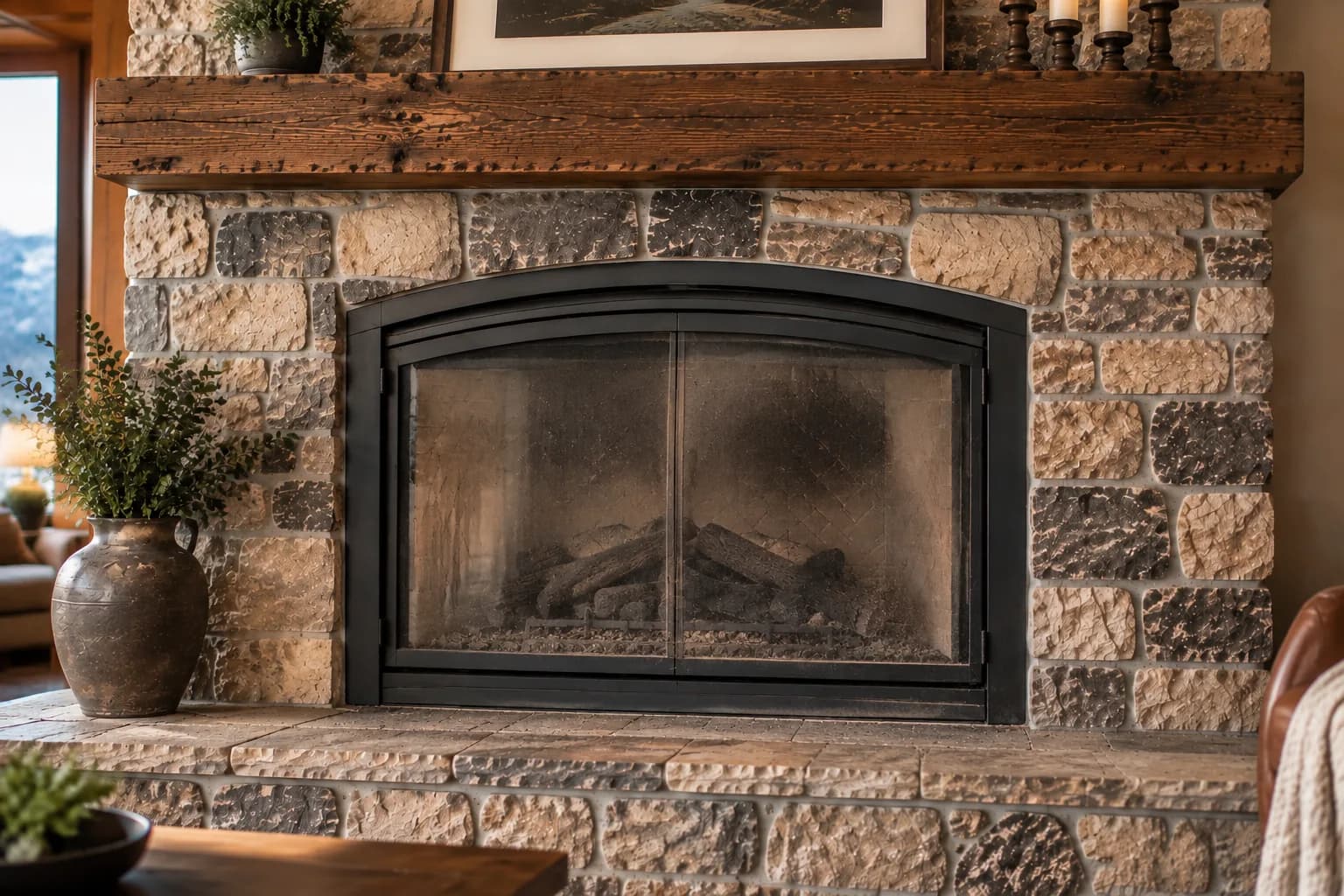 Modern Linear Fireplace Installation — Before