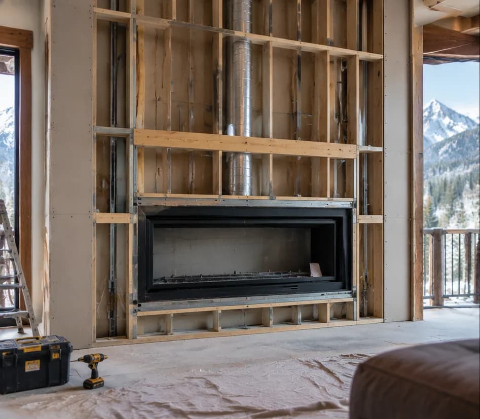 Feature Wall Fireplace Installation — Before