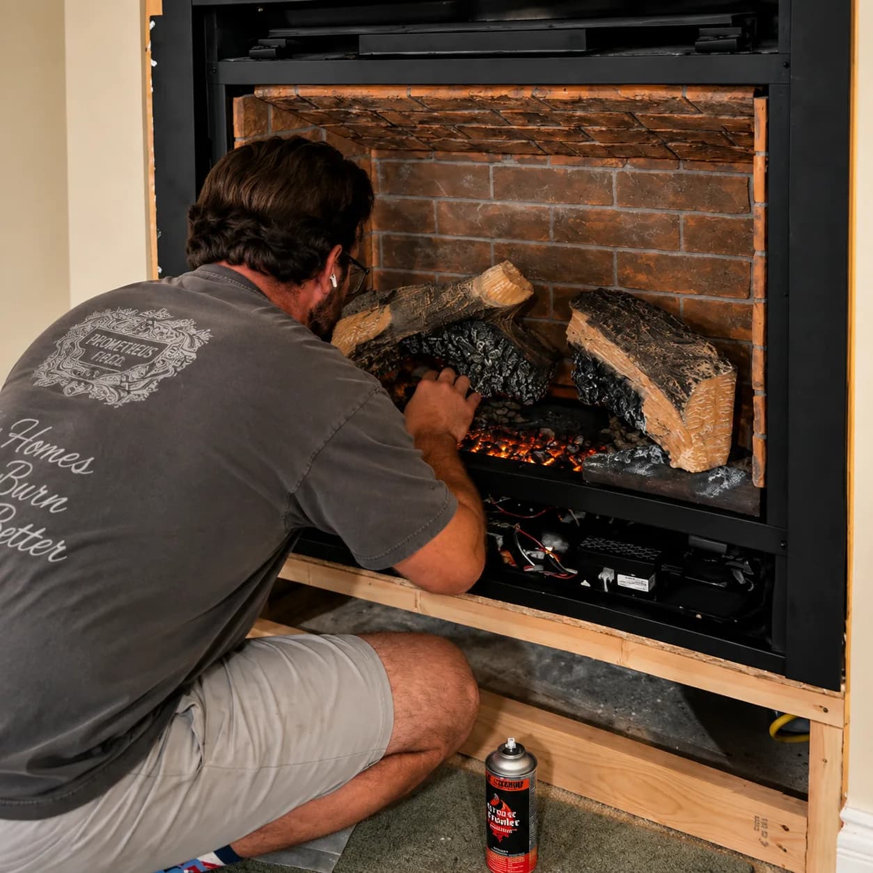 Warm fireplace in a finished home
